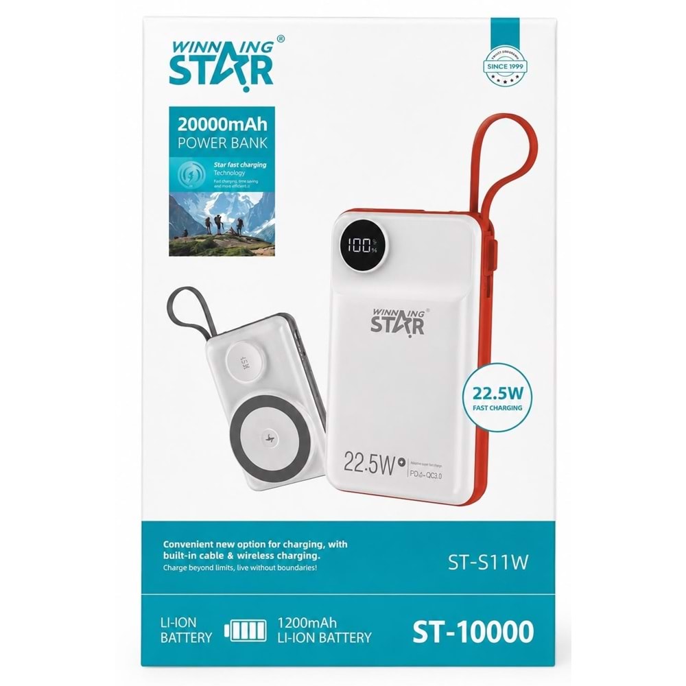 Winningstar ST-S11W POWERBANK TEMASSIZ ŞARJ 20000MAH
