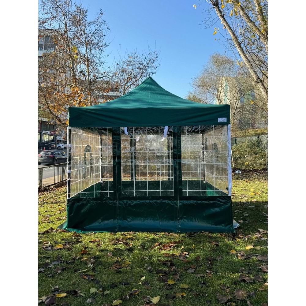 Gazebo 3x3 Çelik Kış Bahçesi Kareli GRİ (SADECE TENTESİ)
