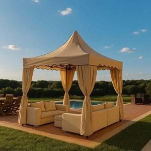 Garden Model 3x3 çelik Set Üst ve hareketli perde Bej (SADETE TENTELER)