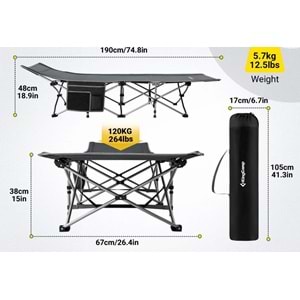 KİNG CAMP KAMPET KC2026 B10 Blackgreenchecker 190X68X48 Cm