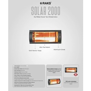 Raks solar 2000 Elektirikli Banyo sobası