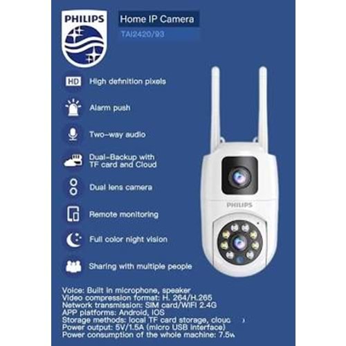 Philips TAI2420 Wifi Elektrikli Kamera