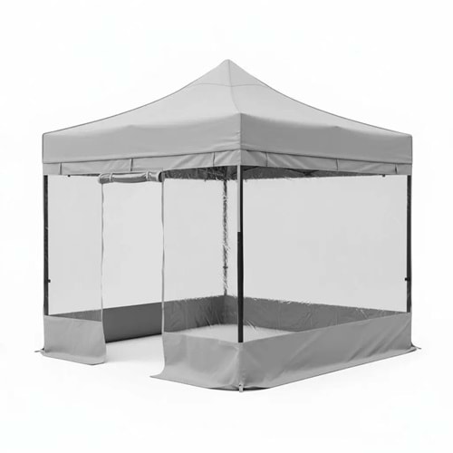 Gazebo 3x3 Çelik Kış Bahçesi Düz Krem
