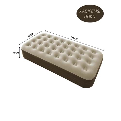 Nurgaz Campout Tek Kişilik Yüksek Şişme Yatak