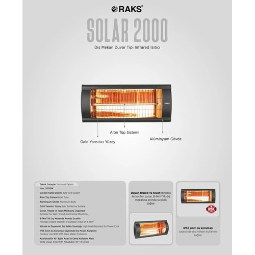 Raks solar 2000 Elektirikli Banyo sobası