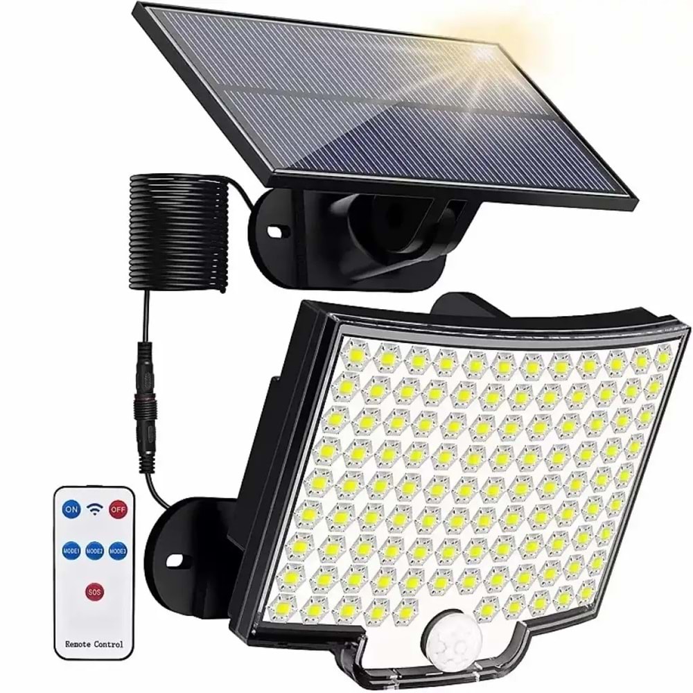 Solar 5 Metre KAblolu 108 Led Duvar Işığ